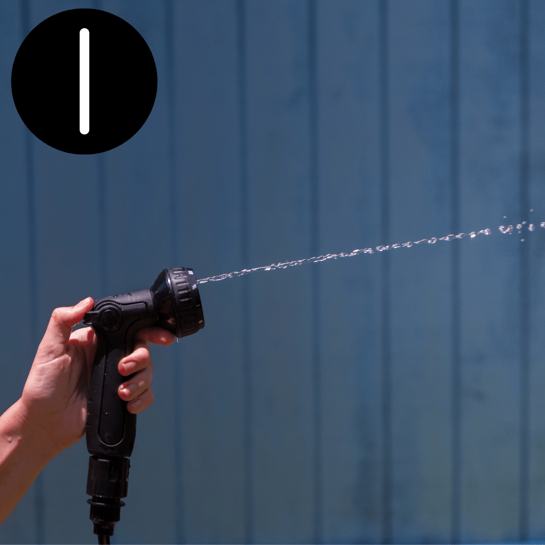 Beach Soul replacement shower head demonstrating a fine single-stream spray mode