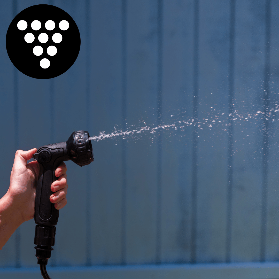 Beach Soul replacement shower head demonstrating a concentrated multi-jet spray mode