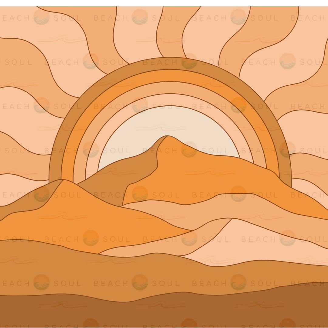 Mountain Rise desert landscape design for a Beach Soul portable shower sleeve